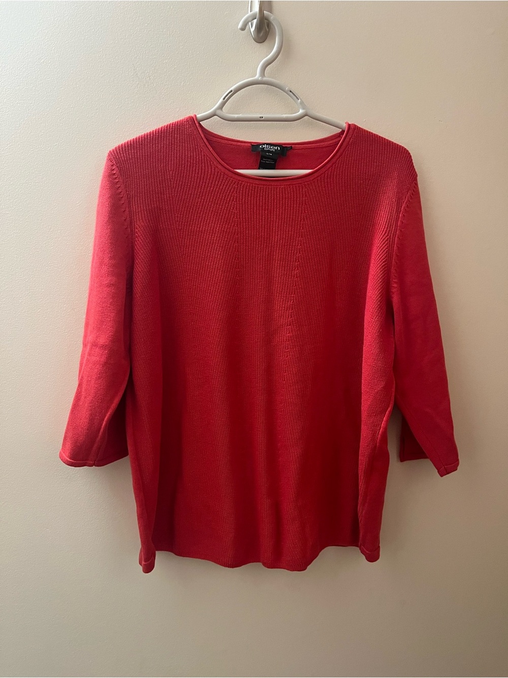 Olsen Europe Coral Ribbed Short-Sleeve Knit Top